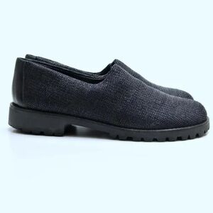 Donald J. Pliner Woven Slip On Black Leather Chunky Loafers Size 8